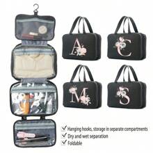 大號掛勾化妝包,防水折疊手提袋,旅行化妝刀具收納包,適用於女士化妝包,學校用品,學生公寓,旅遊必需品,化妝組織袋,洗浴包,送禮商品,適用於女孩、媽媽,防水男士洗漱包,沙灘包,沙灘必需品,海灘毛巾組織袋,海灘裝備,度假包,暑期旅遊必備 - 彩色 - 查看 1