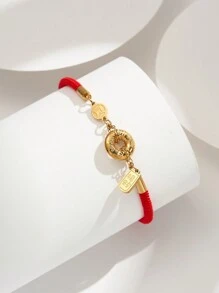 1入2024年新款鈦鋼祝福魅力手鐲手環,紅色繩索鏈接手鐲珠寶時尚配飾創意禮物 - 彩色 - 查看 7