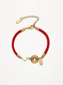 1入2024年新款鈦鋼祝福魅力手鐲手環,紅色繩索鏈接手鐲珠寶時尚配飾創意禮物 - 彩色 - 查看 4