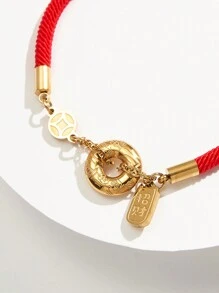 1入2024年新款鈦鋼祝福魅力手鐲手環,紅色繩索鏈接手鐲珠寶時尚配飾創意禮物 - 彩色 - 查看 3