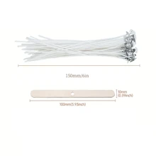 100 Pcs Candle Wicks 15cm/6in , Pre-Waxed Low Smoke Candle Making Kits With 5 Candle Wick Holders And 60 Glue Dots, For Soy Beeswax Adults Making Candles - White - View 2