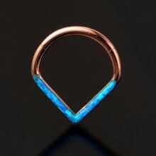 1pc Waterdrop Opal 316L Stainless Steel Hinged Nose Clicker Tragus 16G Hoop Rings Septum Body Piercing Jewelry - Rose Gold - View 13