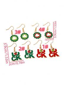 1 對字母和太陽圖案鋅合金耳環,男女通用節日禮物 - 彩色 - 查看 6