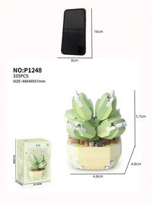 1 件微型积木永恒植物盆栽拼图植物家居书桌装饰、圣诞礼物房间装饰 - 多肉-沐沐春風 (335PCS) - 查看 10
