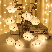 1 Pack Of 10 LED Smiling Cloud Lights - Great For Holiday Party Decorations - White - View 5