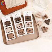 3入組咖啡色流行髮夾，提供多種風格選擇：髮夾夾子、馬尾掛飾、髮夾，髮簪 - 花朵狀 - 查看 5