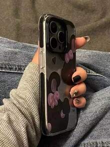 1pc Black Rabbit & Bowknot Anti-Drop Tpu Phone Case Compatible With IPhone - Multicolor - View 4