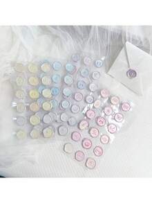 1張18枚pvc珍珠色釉印章貼紙,寶石和氣泡裝飾的封條貼紙,適用於創意手帳、日記和手帳 - 黃色 - 查看 5