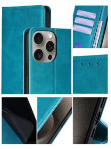 keyunfei 牛皮卡槽支架钱包式翻盖手机壳，兼容苹果 17/14 Pro Max/16E、三星 Galaxy A34 5G/Note20/S20 FE、POCO X4PRO 5G、红米 Note 12 4G、荣耀 X7A 4G、P30 Lite - 淺藍色 - 查看 3