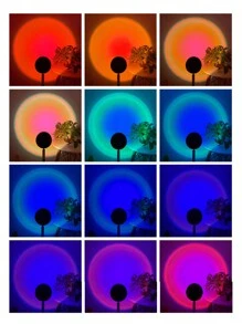1pc Sunset Projection Lamp, Creative Led Decorative Atmosphere Light, Romantic Night Light, 7 Colors & 13 Modes Optional, Suitable For Bedroom, Cafe, Valentine's Day Decoration
