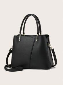 PLANEE 女士挎包 商务休闲简约纯色大容量 适合聚会 适合商务/通勤/工作/办公室 适合女性、新手和白领工作者 办公包 - 黑色 - 查看 1