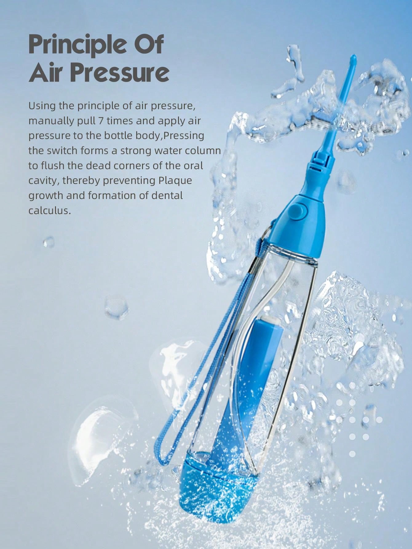 Cordless Air Pressure Tooth Flosser Oral Irrigator Portable, No Need