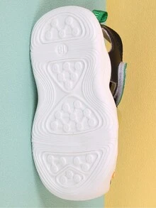 A Pair Of Boys' And Girls' Closed Toe Anti-Slip Soft Sole Breathable Hook And Loop Flat Learning Walking Beach Shoes Suitable For Summer - Black - View 6