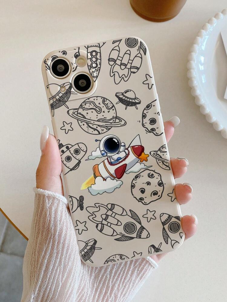 4pcs Cartoon Astronaut Print Phone Case With Precise Holes, Compatible With P14pro Max, 3d P13, Cartoon P11, Painted P12, Anti-Fall Xr, Cartoon 78ges2, Xs, P15 Samsung Galaxy Series: A03s, A03core, A04, A12, A13, A14, A21s, A22, A23, A24, A32, A33a34, A5, A51, A52, A53, A54, A71, A72, A73, S20fe, S21, S22, Xiaomi & Redmi Series: Redmi 9, Redmi 9a, Redmi 10a, Redmi 10c, Redmi, Redmi Note9, Redmi Note10, Redmi Note11, Redmi Note12, Redmi 12, Redmi 12c - Multicolor - View 4