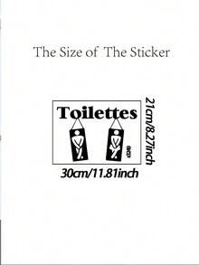 1pc 'toilettes' English Lettering Door Decoration Sticker For Bathroom Or Toilet Wall - Black - View 4