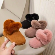 1對女童加絨柔軟底冬靴,溫暖且可愛,適用於冬季 - 粉色 - 查看 1