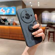 Sheepskin Texture Fabric Anti-Fall Soft Phone Case For Men, Vintage Classic High-End Mobile Phone Protective Cover Compatible With Huawei/Honor - Blue+Bracket - View 2