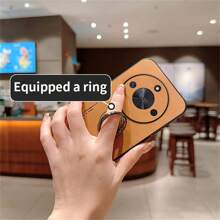 Sheepskin Texture Fabric Anti-Fall Soft Phone Case For Men, Vintage Classic High-End Mobile Phone Protective Cover Compatible With Huawei/Honor - Blue+Bracket - View 4