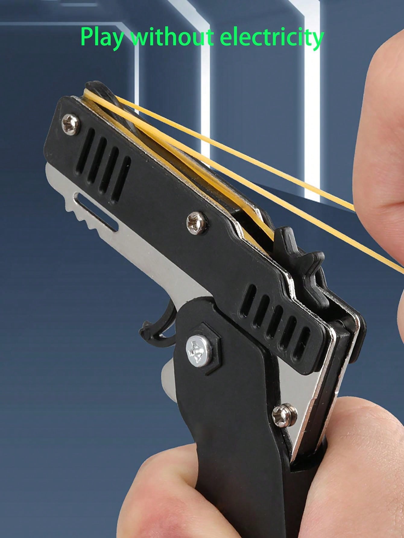Rubber Band Gun Keychain Foldable With High Elasticity And Repeated