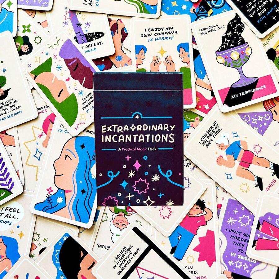 9*6cm Extraordinary Incantations  & Oracle Deck 78 Pcs Mini Cards Portable - Black - View 1