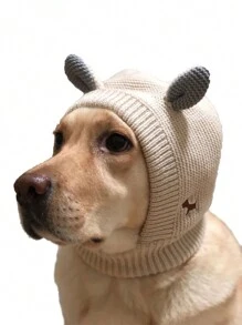 1pc Beige Pet Hat, Thickened And Warm With Cute Design - Beige - View 4
