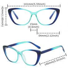 1 件女士渐变色猫眼镜框复古风格光学眼镜适合日常生活 - 紅色 - 查看 10