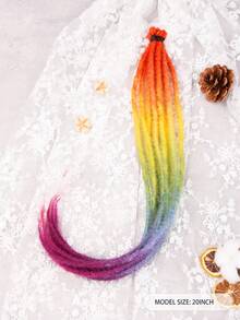 20 Inch 10 Strands Dreadlock Extensions Reggae Hip-Hop Synthetic Hair Hippie Style Hair Dread Braids For Women And Men - Hot Pink - View 2