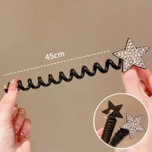 1pc Girls' Rhinestone Star Shaped Hair Tie/Scrunchie For Daily Use - Multicolor - View 4
