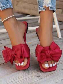 Women's Fairy Flower Open-Toe Flat Breathable Maroon Sandals, Suitable For Spring And Summer - Burgundy - View 4