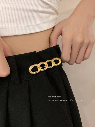 2 Piezas/Par Hebilla para ajuste de cintura de pantalón, Broche diseñador para fijar ropa casual de color dorado