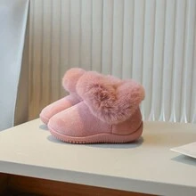 1對女童加絨柔軟底冬靴,溫暖且可愛,適用於冬季 - 粉色 - 查看 8