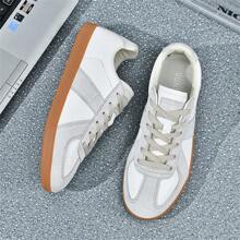 男士白色平底皮革運動鞋,抗磨耐用且輕量,低幫滑板鞋,大碼休閒訓練鞋 - 彩色 - 查看 10