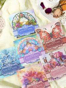 YANJI 1 Pack 20pcs Vintage Luminous Stickers For Scrapbooking, Decorations, Diy Materials, Festival Gifts, Floral & Utensil Designs - Pink - View 5