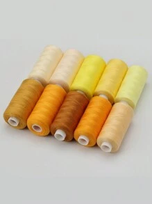 Thread For Sewing Polyester All-Purpose Sewing Threads 10 Colors 400Yards Sewing Thread Machine And Hand Stitching White, Yellow, Beige, Brown, Orange - Yellow - View 1
