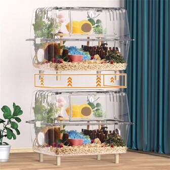 1 pieza Jaula apilable transparente de 43 cm (16.9 pulgadas) para pollos, patos, reptiles, hámsteres, conejos y aves de corral