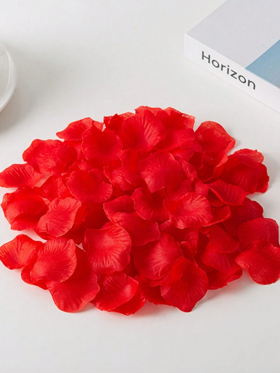 100pcs/Pack Artificial Rose Petals, Suitable For Valentine'S Day, Wedding Decoration - Red - View 1