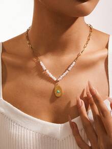 1 件女士珍珠项链恶魔之眼礼物纯银正品白色人造珍珠吊坠项链 - 送给妈妈妻子女友她的圣诞节礼物，周年纪念生日精美珠宝 - 彩色 - 查看 7