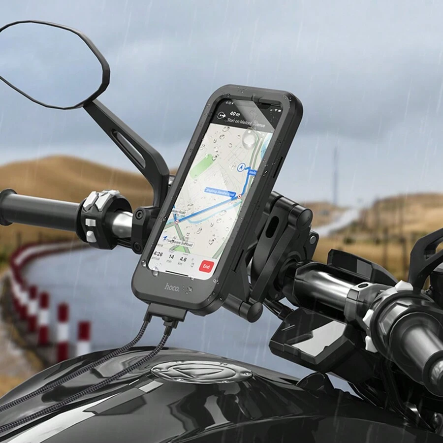 Hoco 360° Rotatable Adjustable Waterproof Bicycle & Motorcycle Phone Holder, Universal Bike & Motorcycle Handlebar Phone Mount Holder For Smartphone - Black - View 1