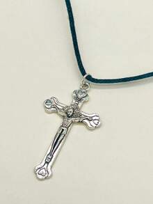 1條流行時尚個性化鋅合金十字形吊墜項鍊 - 彩色 - 查看 1