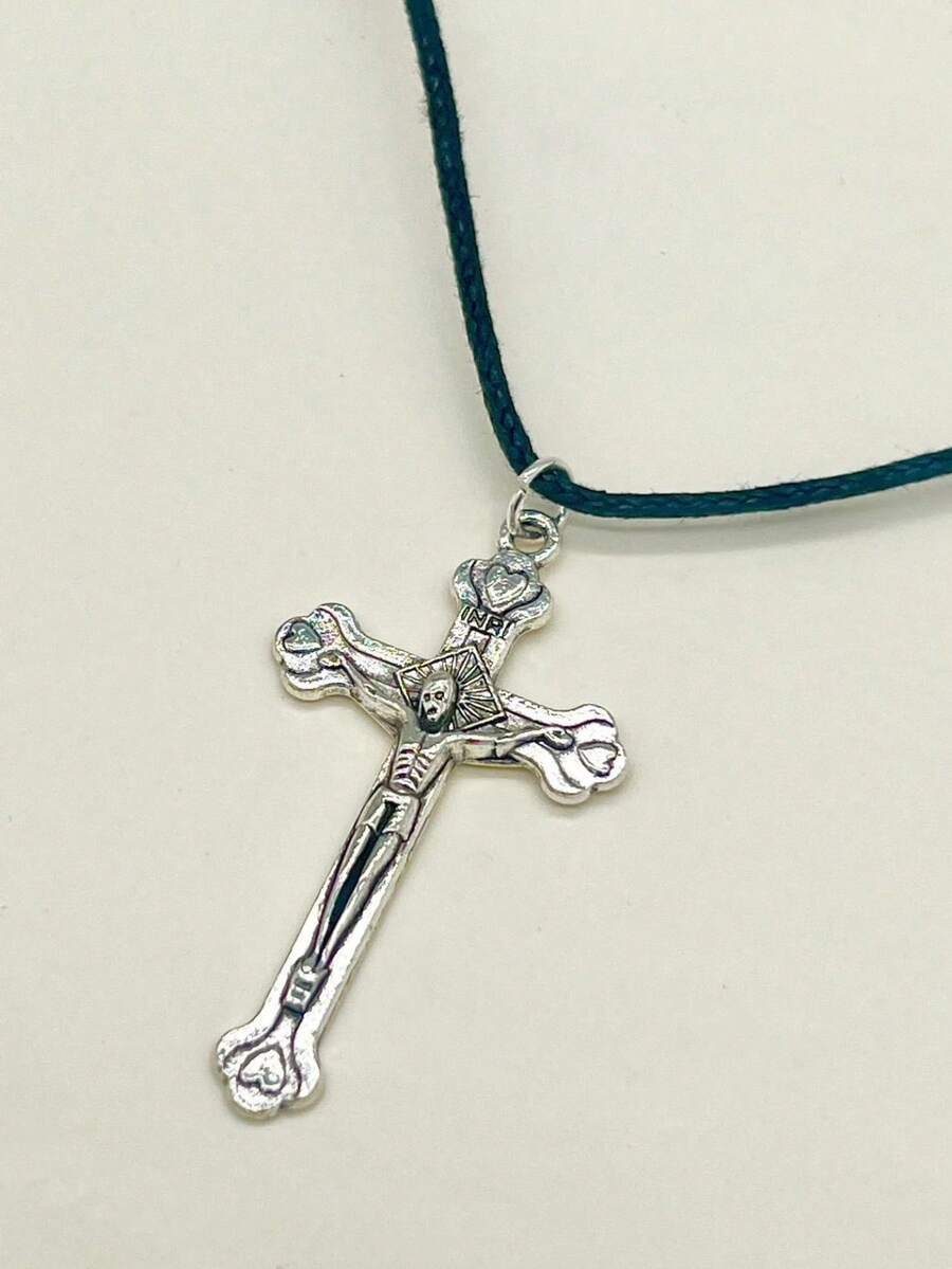 1條流行時尚個性化鋅合金十字形吊墜項鍊 - 彩色 - 查看 1