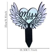 1 件木製天使翅膀心形紀念牌,適合墓園、花園、庭院、紀念碑、墓碑戶外裝飾,紀念親友、花園裝飾標誌 - 漸層青色 - 查看 2