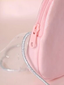 Metoo Tiramitu 1pc Girls' Princess Style Crown Pattern Shoulder Bag With White Glitter Polka Dot Composite Foil Material And Pleated Decoration, Perfect Gift For Girls - Pink - View 7