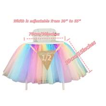 半歲一周年生日彩虹寶寶粉色芭蕾裙高腳椅裝飾,派對用品 - 五顏六色 - 查看 12
