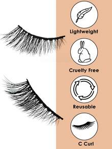 5對人造貂毛假睫毛,增加捲翹,自然柔軟,短鬈曲貓眼條片睫毛 - 眼尾拉長款 - 查看 7