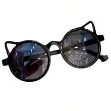 1PC 1 件儿童时尚眼镜，可爱猫耳，可爱款式，猫耳时尚眼镜，圆框眼镜，时尚潮流儿童眼镜，适合户外玩耍、派对、聚会。送给儿童的礼物 - 黑色 - 查看 9