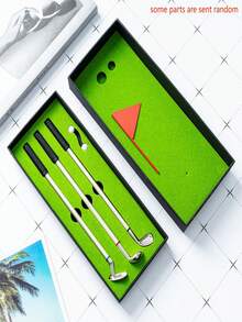 1set 24.5cm * 10.4cm * 3.5cm Golf Gift Pen Mini Golf Putting Green Metal Golf Club Ballpoint Pen Set - Multicolor - View 5