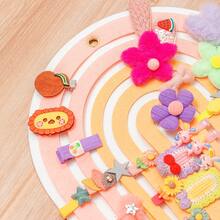 1入組彩色毛氈髮飾掛袋,彩虹設計卡通髮夾和頭帶,多功能壁掛口袋與1個掛鉤,情人節禮物 - 粉紅白色 - 查看 3