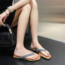 女露趾一腳蹬平底涼鞋,適合公寓和戶外穿著,藍色 - 藍色 - 查看 2