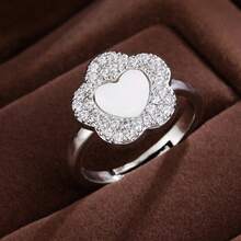 1個優雅時尚的鋯石花形戒指,適合女士 - 彩色 - 查看 13