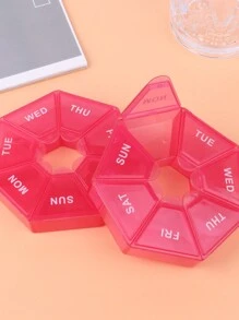 1入組攜帶式7天藥盒迷你旅行藥片盒,裝載維生素和藥丸 - 紅色 - 查看 7